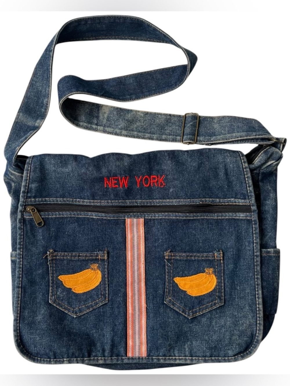 Vintage Denim Messenger Bag Banana Y2K NY